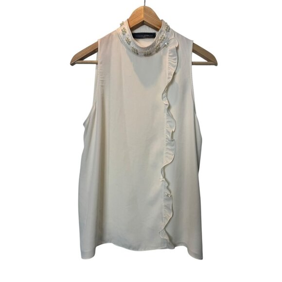 Sandro Ferrone White Pearl Embellished Blouse NWT | Size Medium - Picture 1 of 3